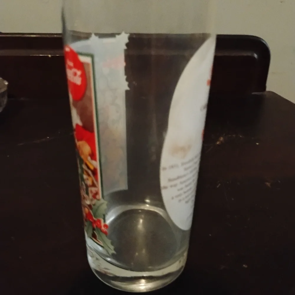Coca Cola Santa Glass with Red and White Accents